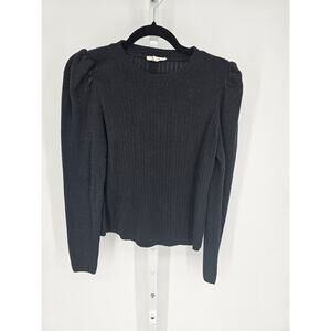 Splendid Womens Sz XS Long Sleeve Knit Top Black Puffy Sleeve